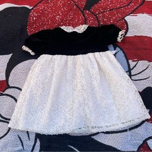 VINTAGE EVY BLACK WHITE LACE CHRISTMAS HOLIDAY DRESS SIZE 4T